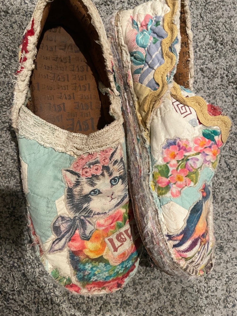 Magnolia Pearl Pastel Floral Cat & Bird Moccasins - Aqua, Pink, Yellow - Picture 4 of 5